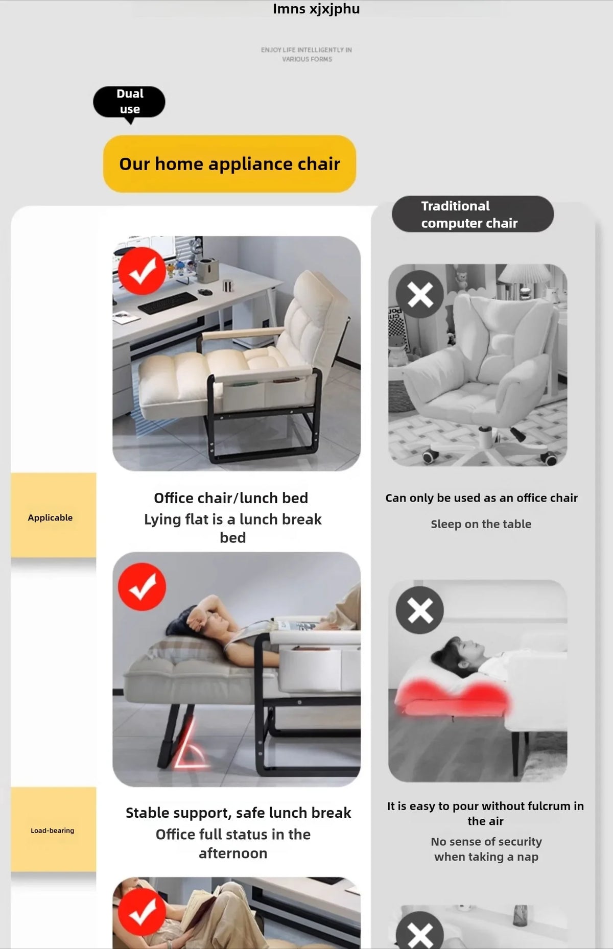 Liegestuhl Bürostuhl Mittagspause Klappstuhl Computerstuhl, kann sitzen und liegen, Zwei-Zweck-Faulenzer-Sofa-Stuhl mit Rückenlehne
