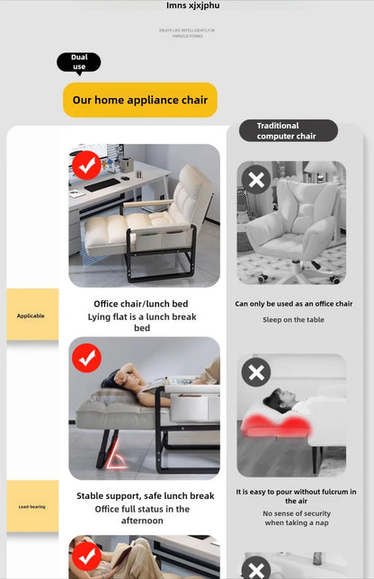 Liegestuhl Bürostuhl Mittagspause Klappstuhl Computerstuhl, kann sitzen und liegen, Zwei-Zweck-Faulenzer-Sofa-Stuhl mit Rückenlehne