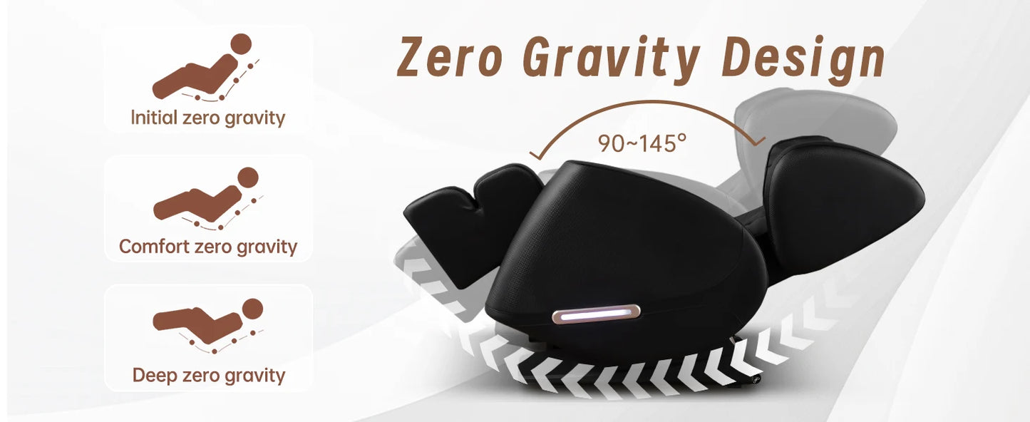 Massagesessel mit Zero-Gravity-Funktion, Massagesessel mit Heizung, Airbags, Fußrollen, Bluetooth-Lautsprecher