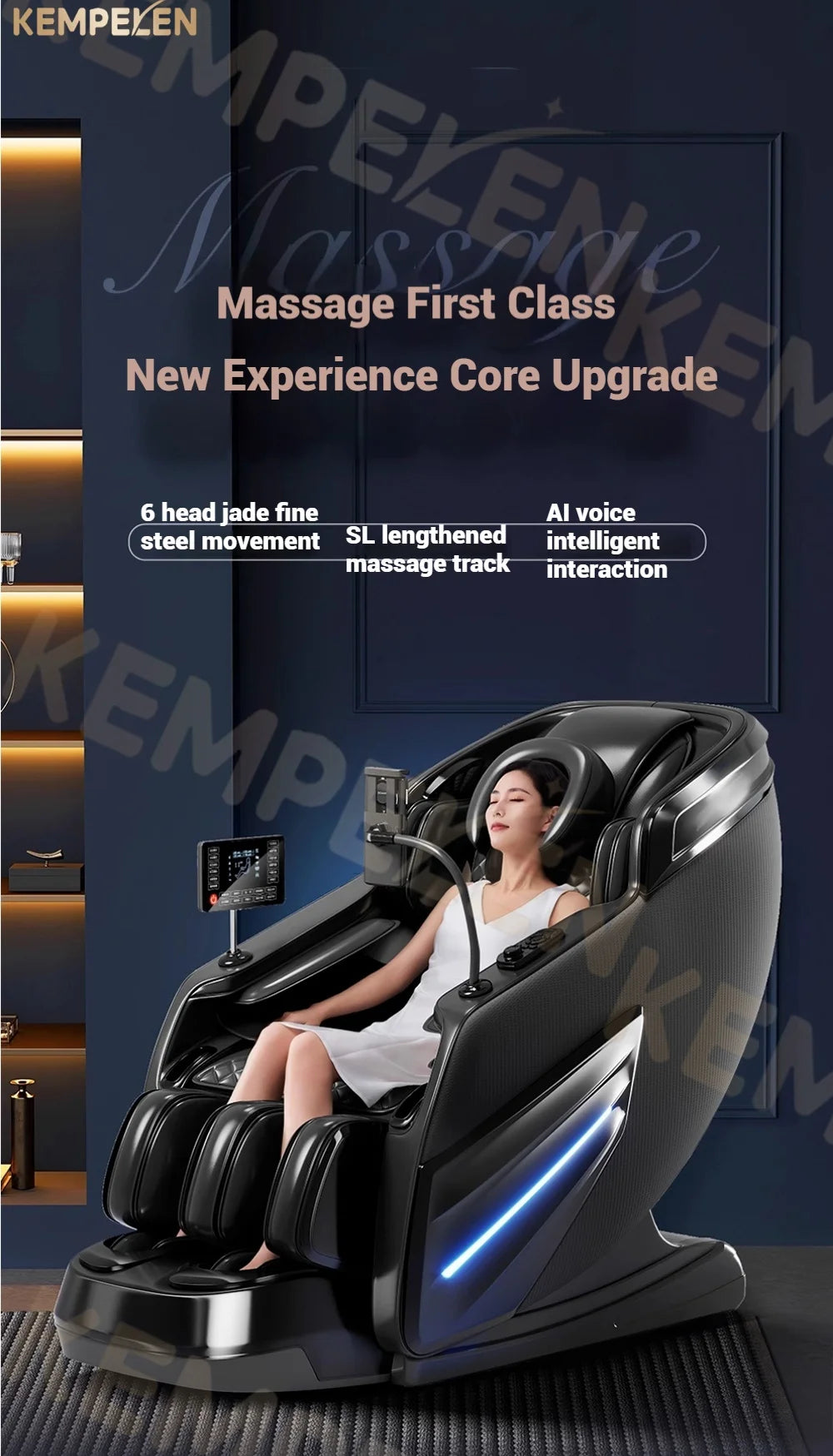 4D+ Jade 6-Rollen Massagesessel – Schwerelosigkeit, Thai-Stretch, KI-Sprache, 3 Jahre Garantie
