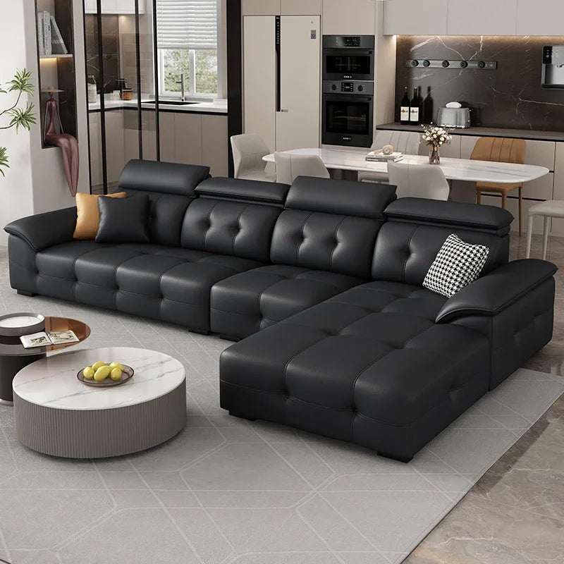 L Shaped Leather Sectional Sofa and Couch For Living Room Italian Oversized Leather Sofa Couches Living Room Furniture