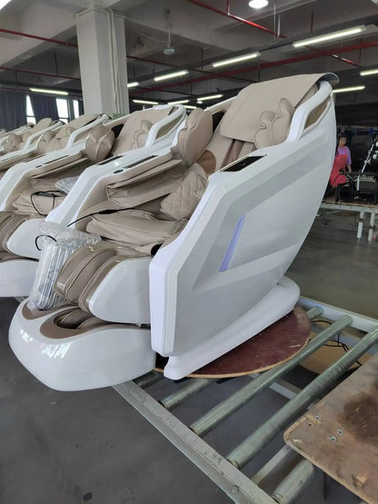 Luxuriöser elektrischer 4D-Massagesessel Zero Gravity SL-Track & Wärmetherapie Ganzkörper-Airbag Yoga Stretching Shiatsu-Liegesessel Massage