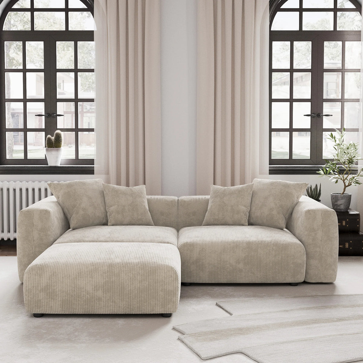 Modernes Cord-Sofa mit 4 Kissen, 102
