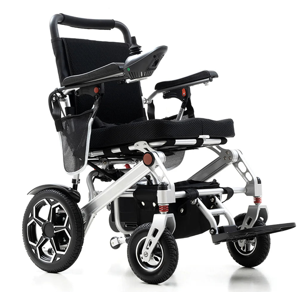 2025 Hot Sale Medical Lightweight Folding Electric Wheelchair For Elderly Remote Control Lithium Battery