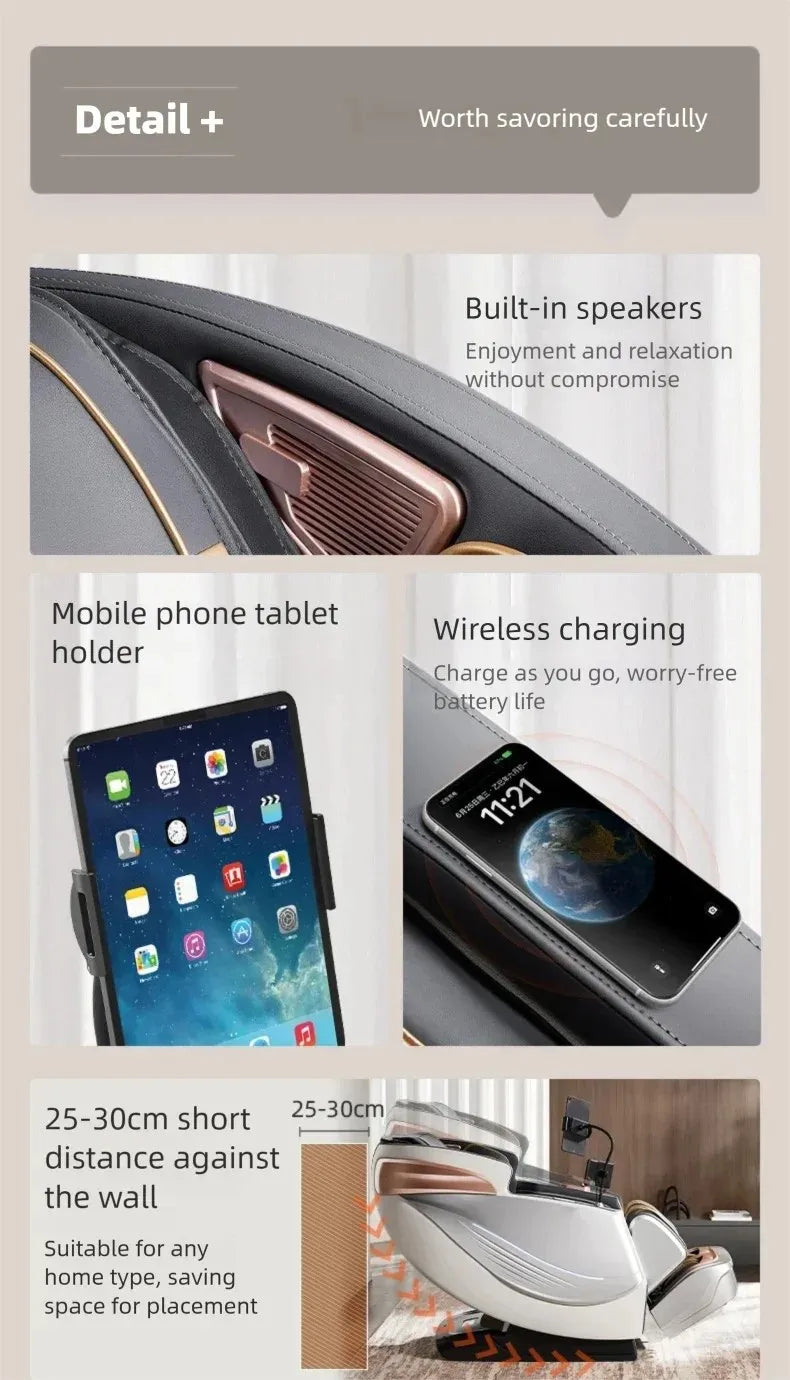 3 Jahre Garantie Elektrischer Massagesessel Intelligente Sprachsteuerung Kneten 6D+6D Dual Core Ganzkörperairbag Zuhause 3D Thai Stretch