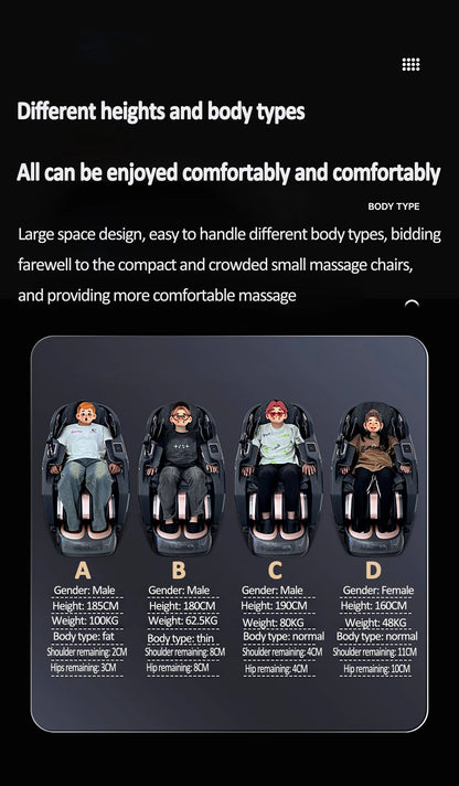 Luxuriöser elektrischer 4D-Massagesessel Zero Gravity SL-Track & Wärmetherapie Ganzkörper-Airbag Yoga Stretching Shiatsu-Liegesessel Massage