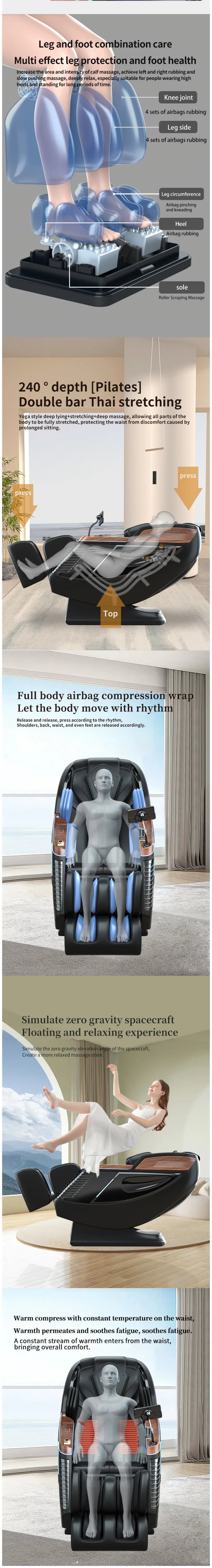 2026 Hochwertiger Shiatsu-Elektromassagesessel für Ganzkörper- und Beinmassage zu Hause