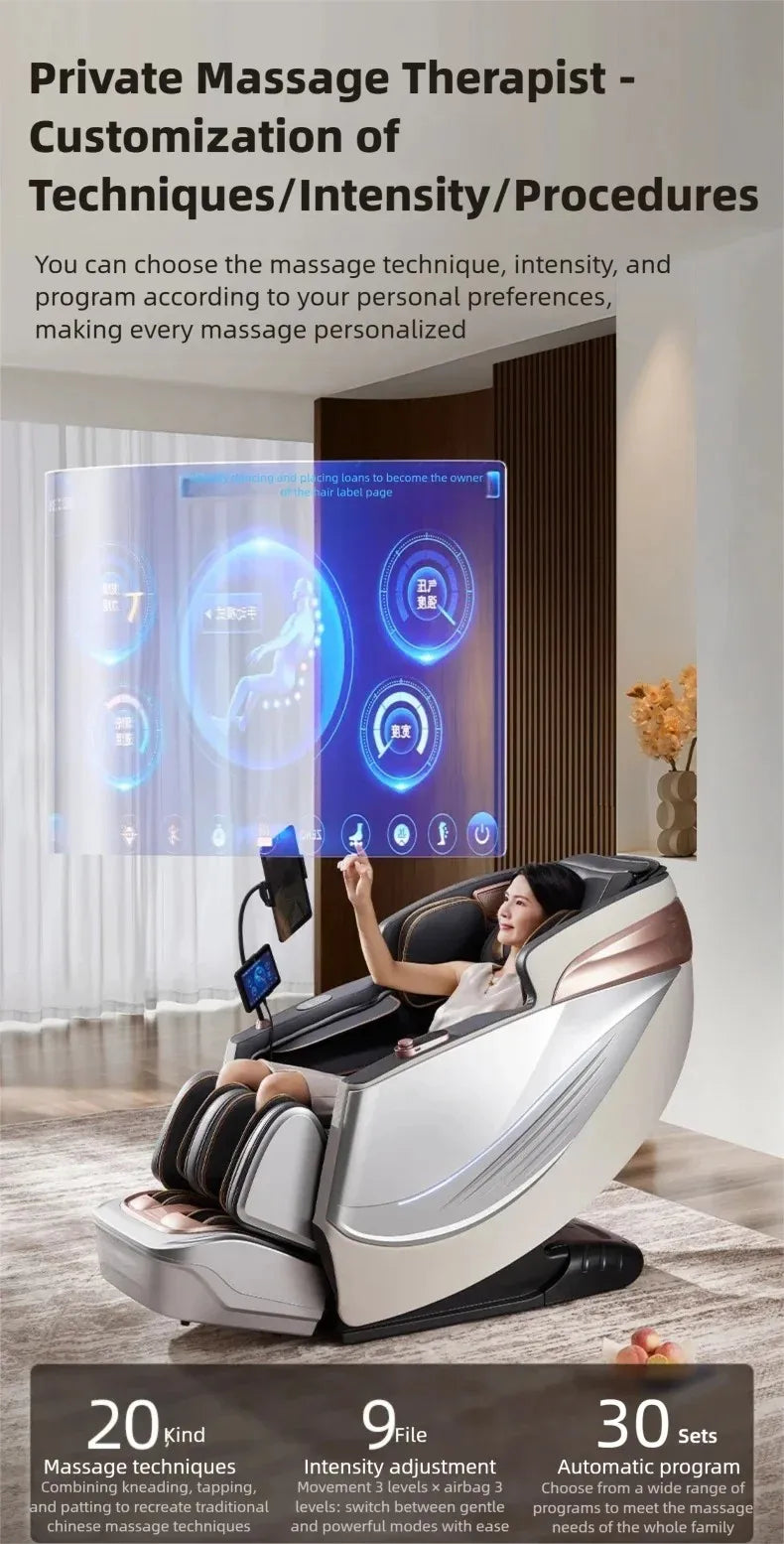 3 Jahre Garantie Elektrischer Massagesessel Intelligente Sprachsteuerung Kneten 6D+6D Dual Core Ganzkörperairbag Zuhause 3D Thai Stretch