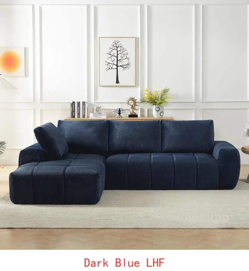 L-förmiges Luxus-Ecksofa aus Kunstfell, minimalistisches Design, bequeme Schlafcouch für Wohnzimmer, Apartments und Empfangsbereiche, Nein