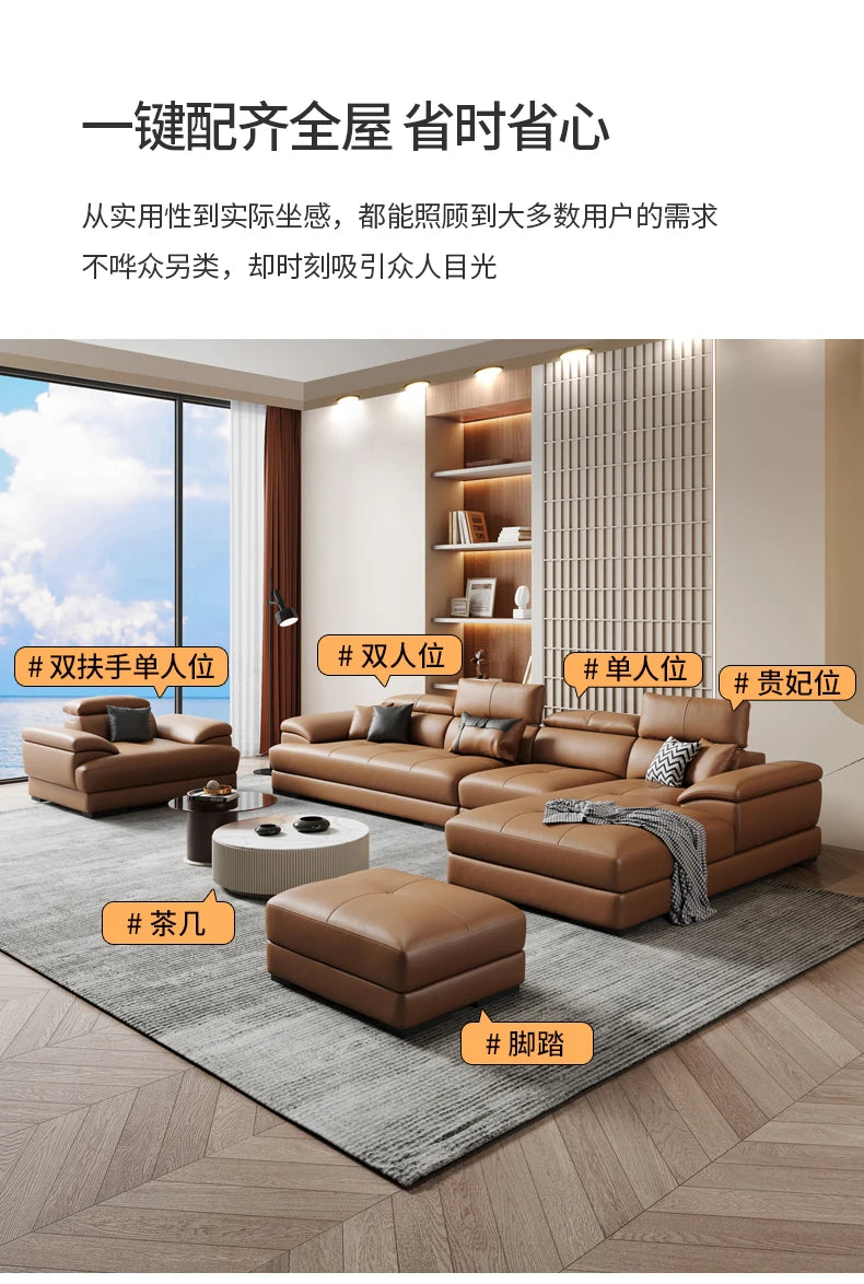 Europäisches Wohnzimmer-Sofa Echtleder-Ecksofa Modulares Luxus-Sofa Sala De Estar De Luxo Moderne Möbel