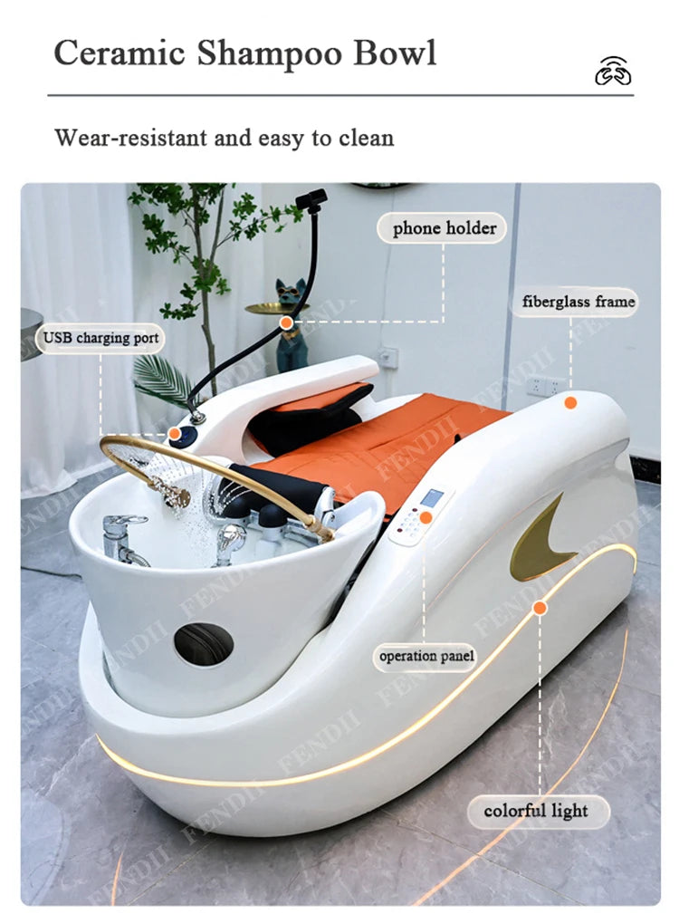 Professional Luxury Lounge Chair Barber Shop Head Spa Massage Shampoo Bed Hair Shampoo Chair