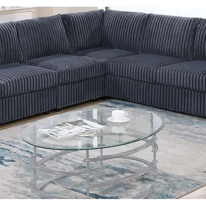 Elegantes 4-teiliges Sektionssofa Dunkelgrau Einarmiges Loveseat Eckkeil Armloser Stuhl Cordbezogen L-förmige Plüschcouch