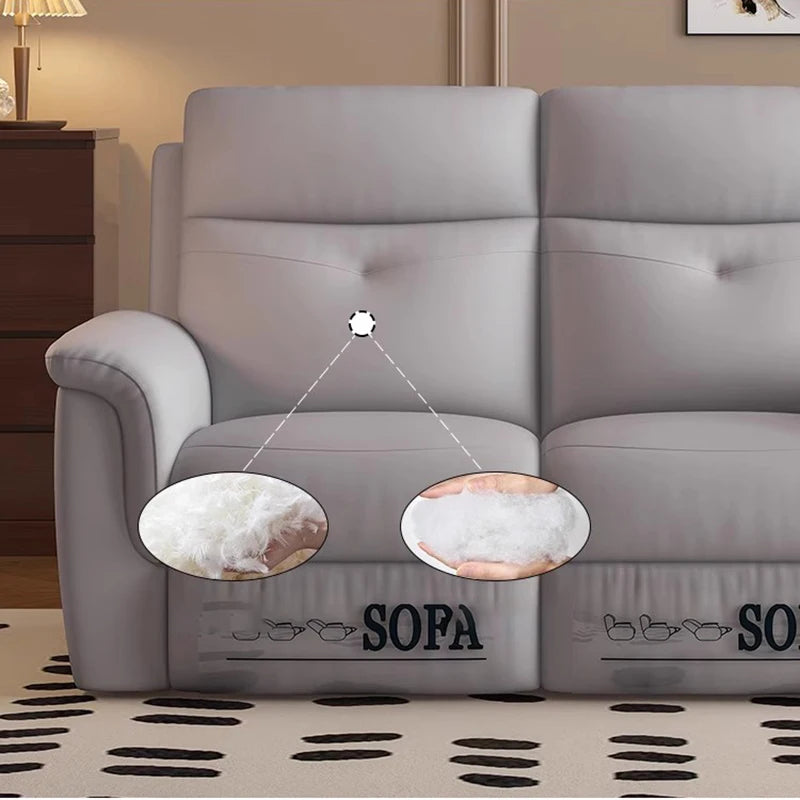 Komfortabler elektrischer Relaxsofa-Schnittsofa aus Leder, echtes einziehbares kombiniertes Schlafsofa, umwandelbares Divano Letto Möbel