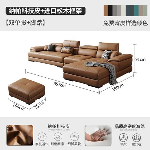 Europäisches Wohnzimmer-Sofa Echtleder-Ecksofa Modulares Luxus-Sofa Sala De Estar De Luxo Moderne Möbel