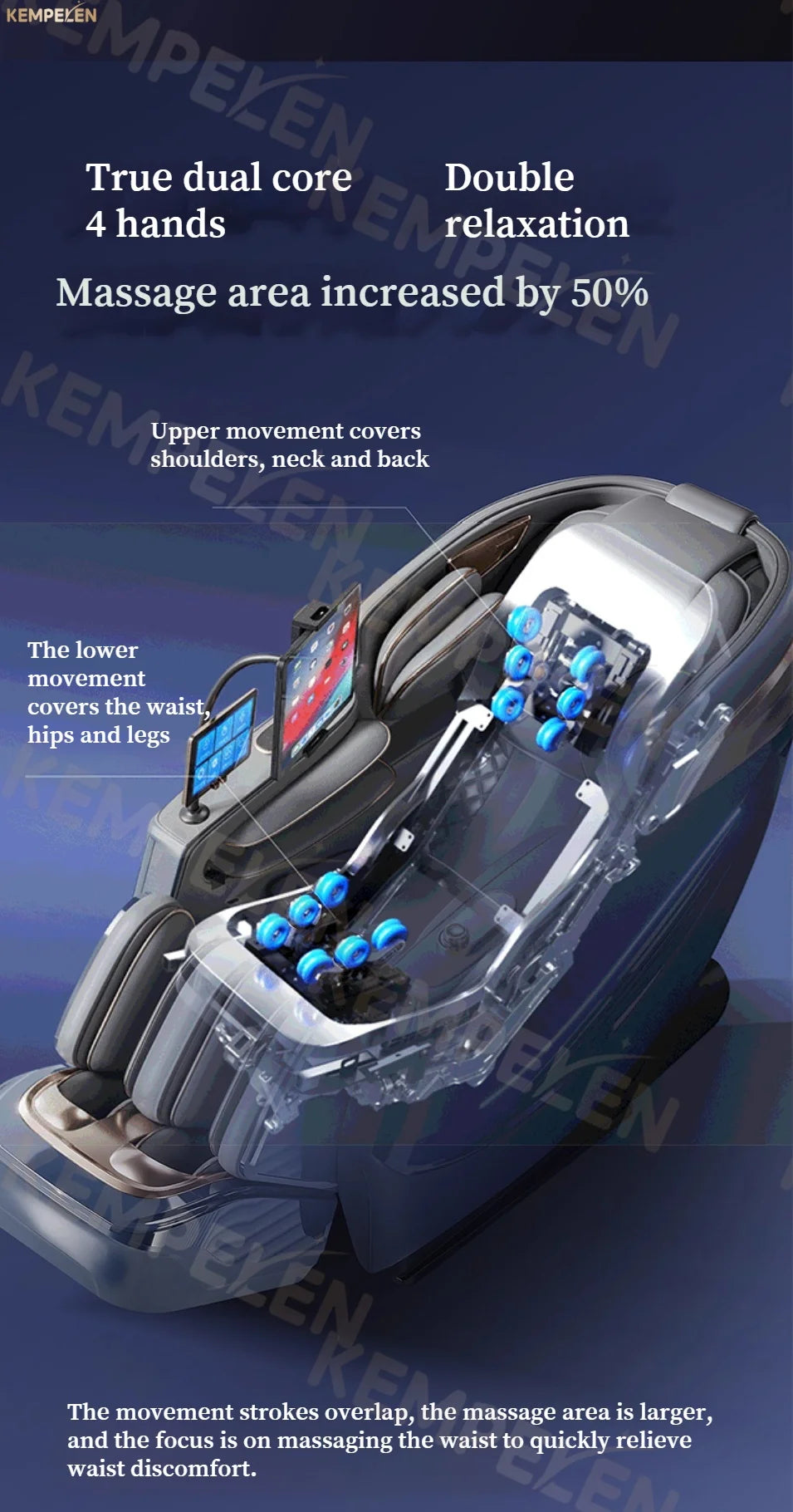 6D+ Dual-Core Massage Chair with 6-Hand 3D Therapy, Long SL Track & Heat – AI Voice Smart Relaxation for Total Body Comfort