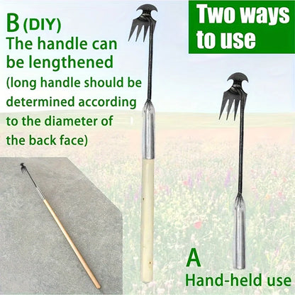 Petit extracteur de mauvaises herbes avec 4 dents, outils manuels de jardinage, outil de désherbage pour outil de désherbage ergonomique de cour (la poignée peut être 1 pièce