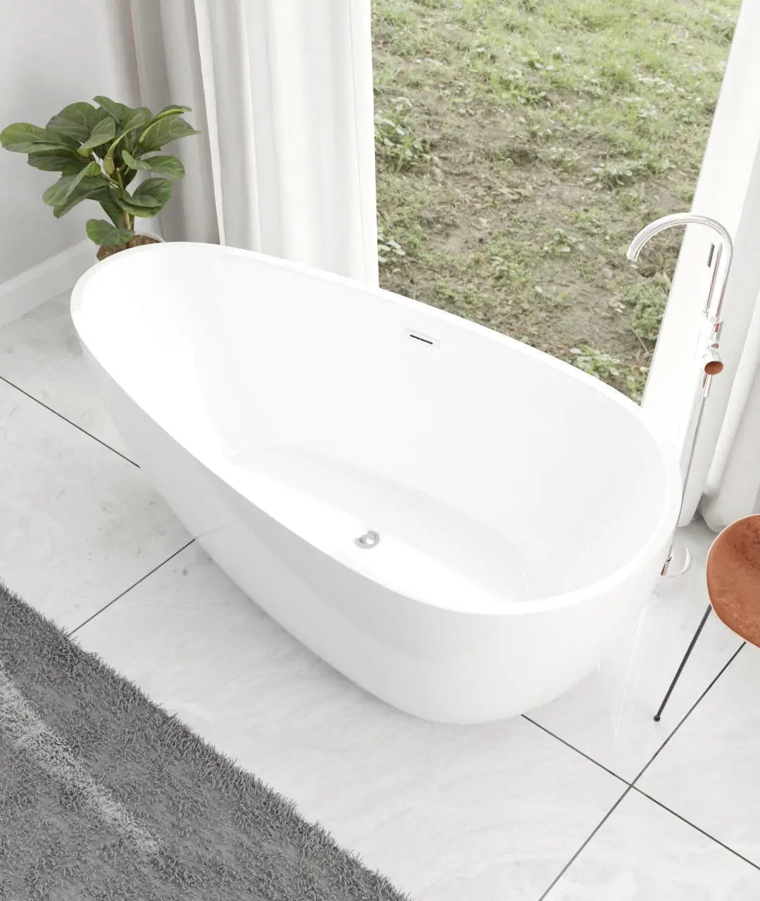 CZ Badewanne für den Heimgebrauch Integrierte nahtlose ovale Wassertropfenform Kleine Wohnung Freistehende Boutique-Hotel-Standbadewanne