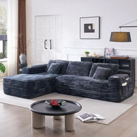 Cloud-Ecksofa mit L-förmiger Chaiselongue, modernes modulares Sofa mit tiefer Sitzfläche, integriertem Getränkehalter und Aufbewahrungstasche für das Wohnzimmer