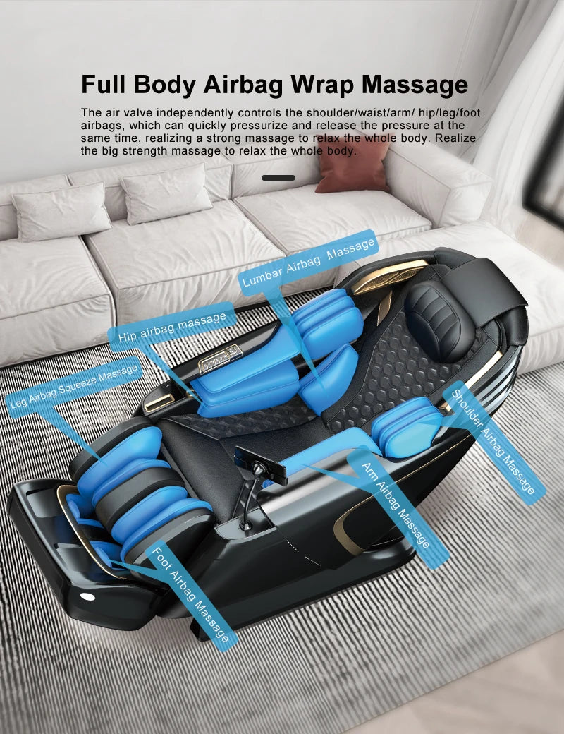 USA Lokale Lieferung 135cmSL Shiatsu 4D Heizung Airbag Zero Gravity Ganzkörpermassagestuhl Home Office Stuhl