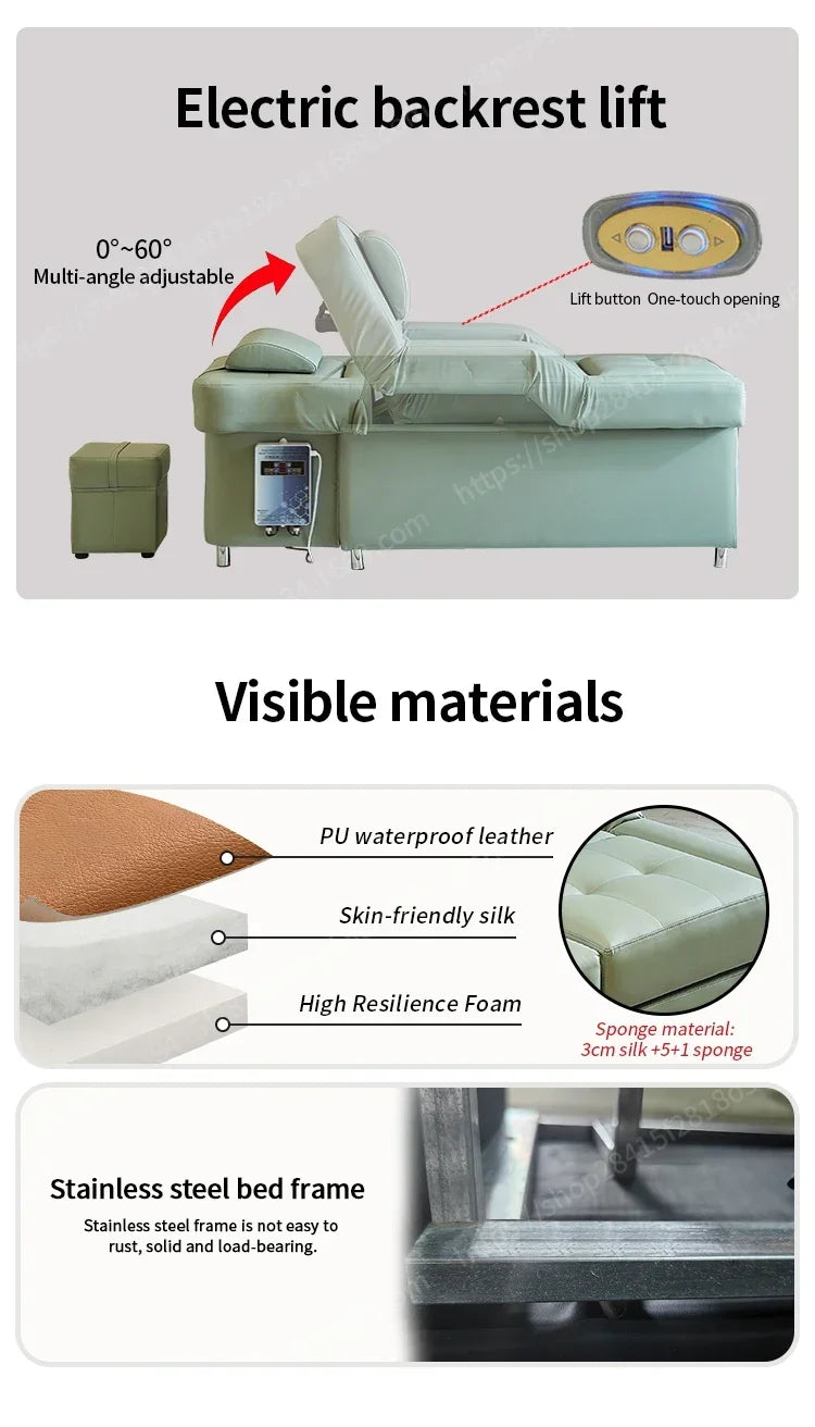 Multifunctional Salon Back Lifting Foot Massage Bed Shampoo Chair Pedicure Head Spa Bed Shampoo Bed