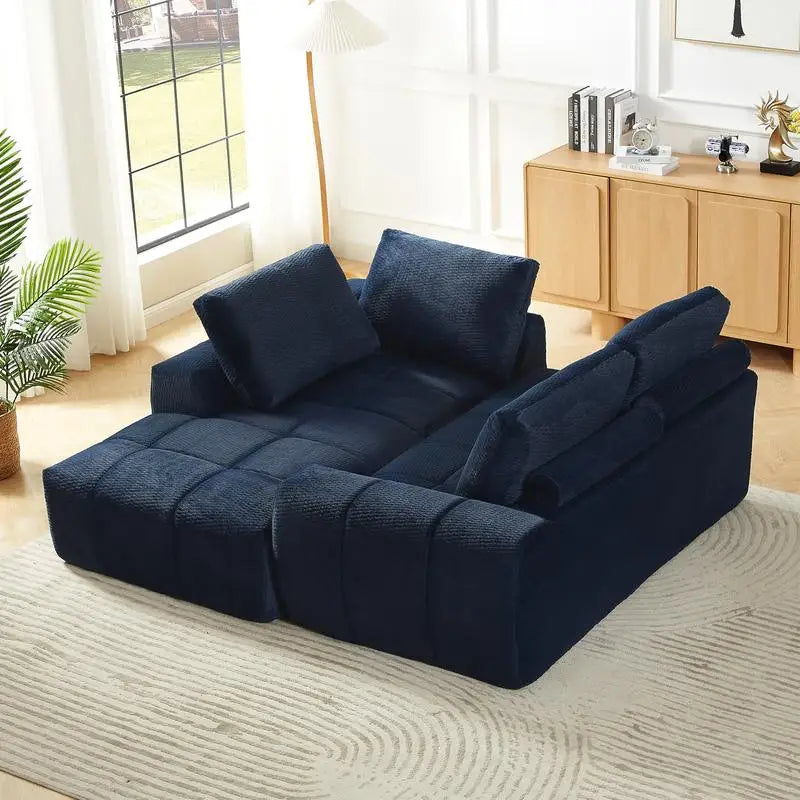 L-förmiges Luxus-Ecksofa aus Kunstfell, minimalistisches Design, bequeme Schlafcouch für Wohnzimmer, Apartments und Empfangsbereiche, Nein