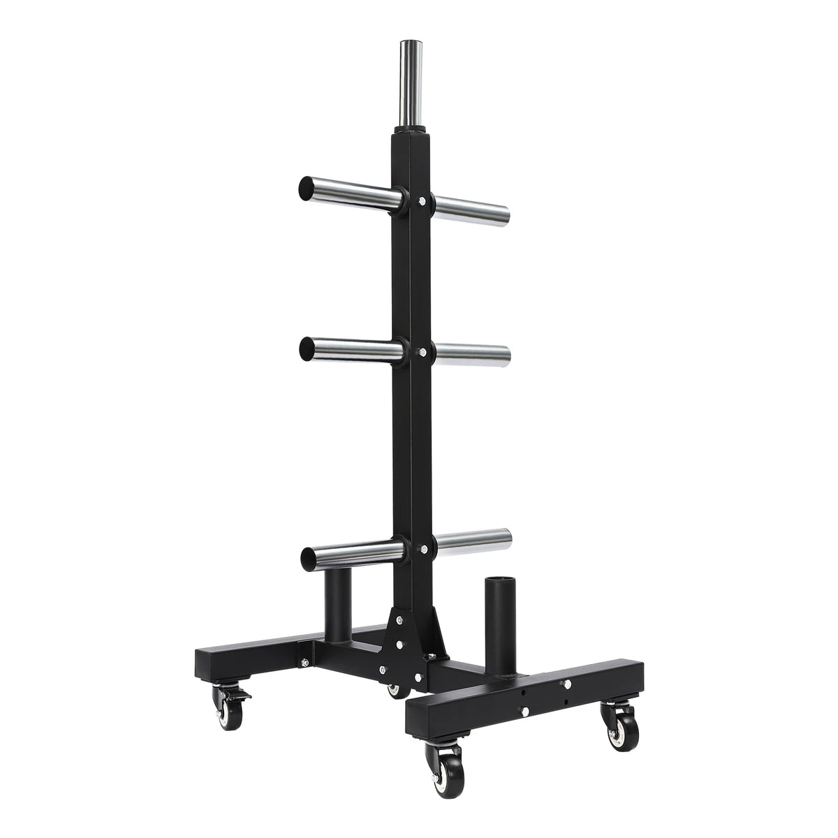 Gym at Home Fitness Barbell Storage Rack Metal Steel Weight Plate Rack W Wheels