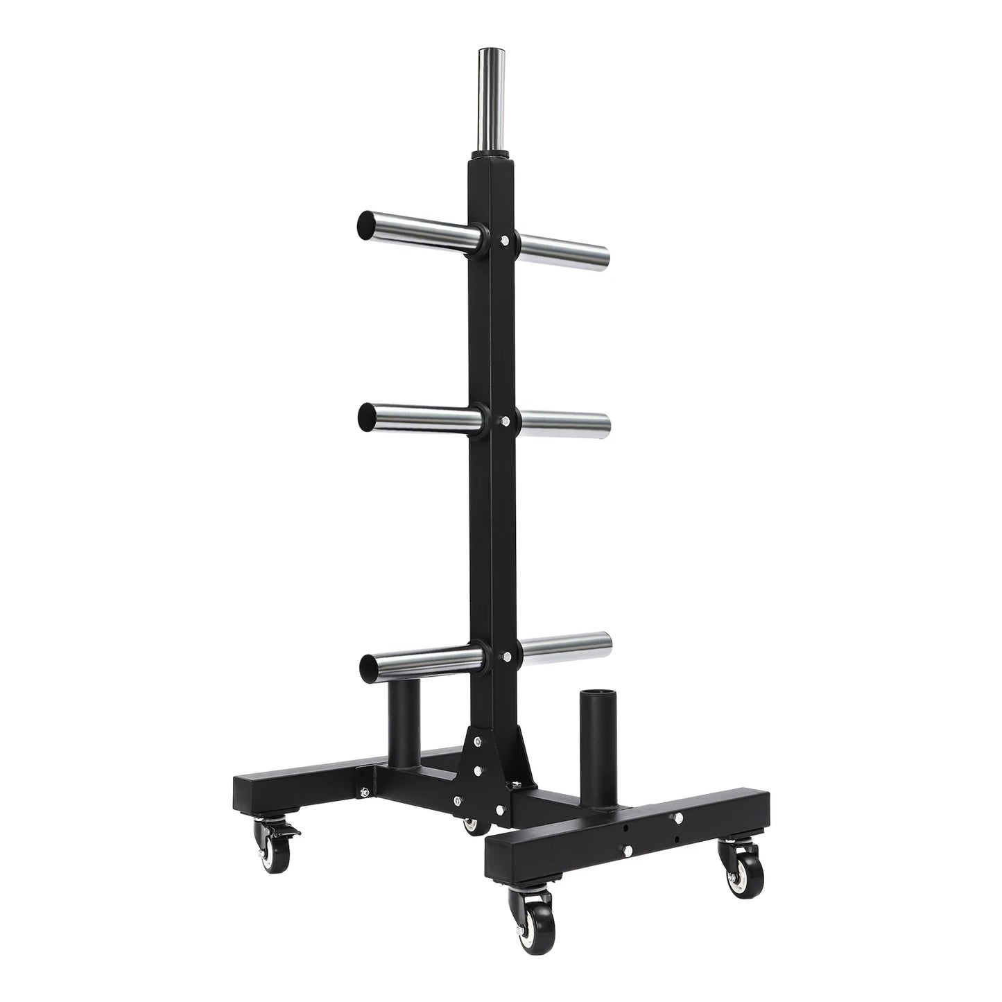 Gym at Home Fitness Barbell Storage Rack Metal Steel Weight Plate Rack W Wheels
