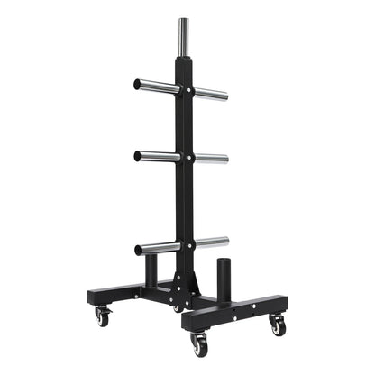 Gym at Home Fitness Barbell Storage Rack Metal Steel Weight Plate Rack W Wheels