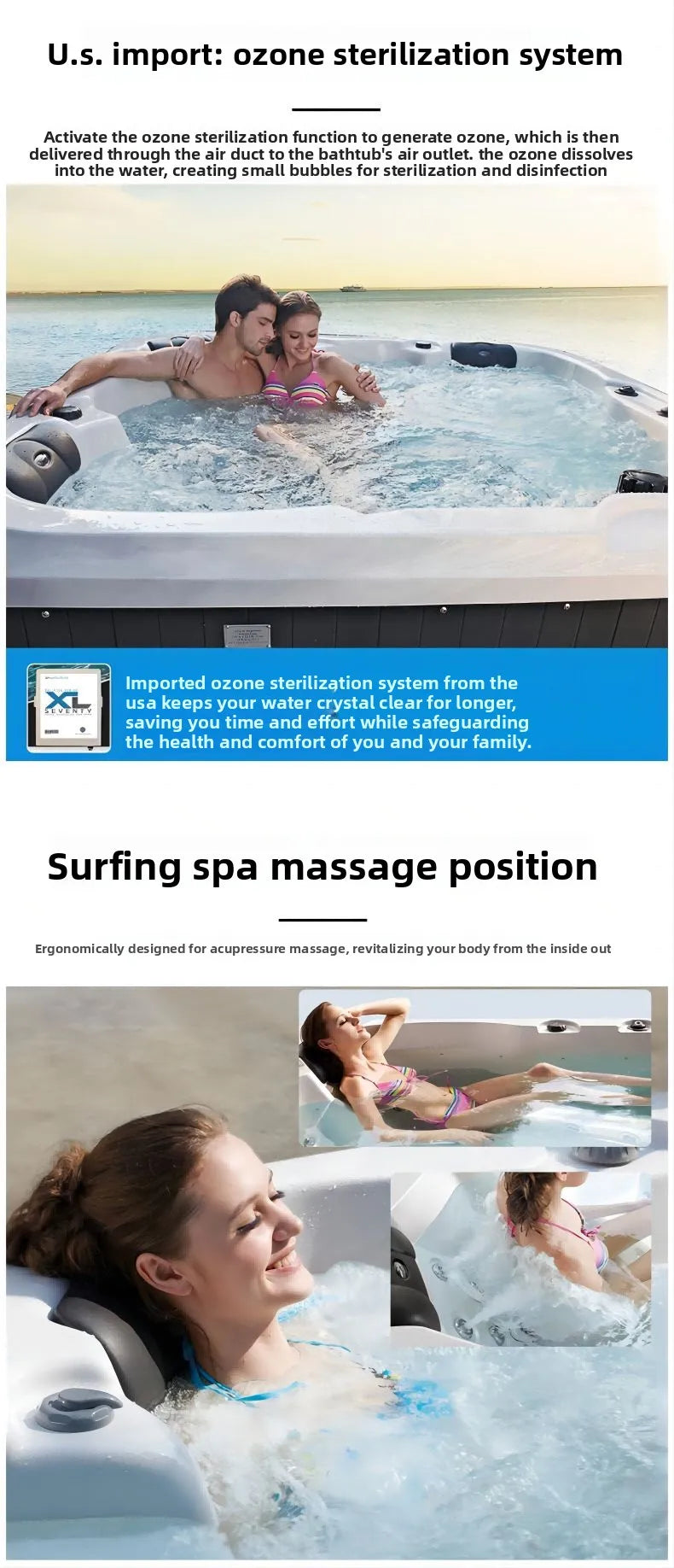Outdoor-Jacuzzi-SPA-Whirlpool, großer Acryl-Massagebadewanne, intelligenter thermostatisch beheizter Pool, Villa, Hof, Hotel, Resort