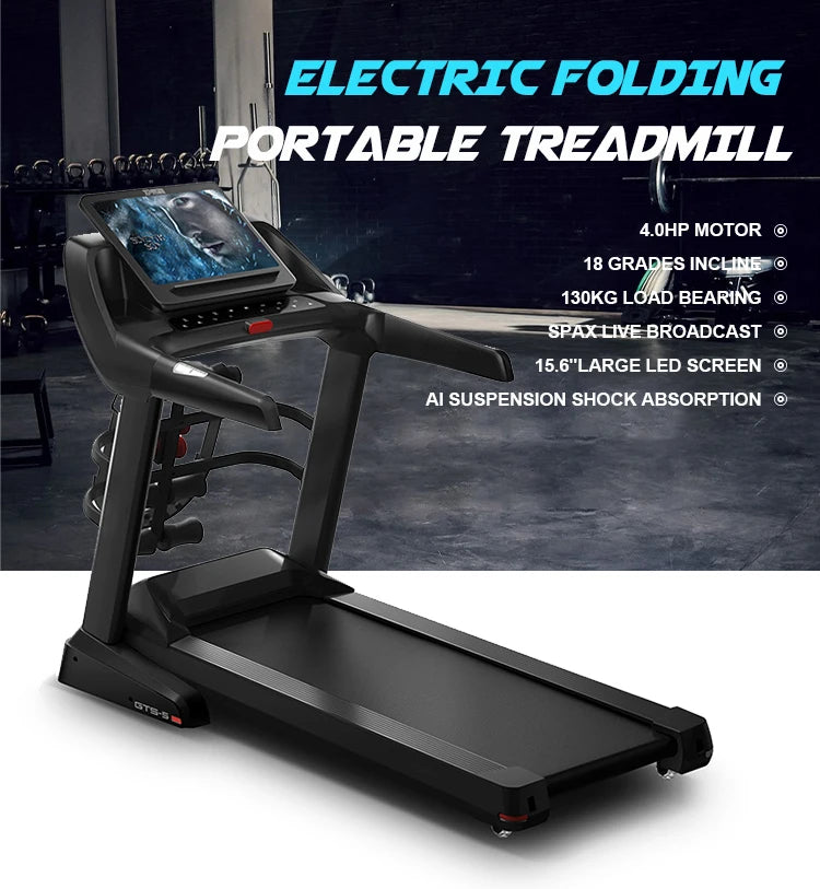 Electric Folding Treadmill Sport Gym Equipment Luxury Training Body Strong Commercial Treadmill Smart Incline Vacuum Treadmill