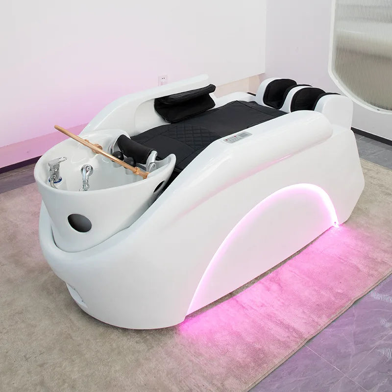 Automatic intelligent electric massage shampoo bed barber shop hair beauty hair treatment fumigation integrated bed