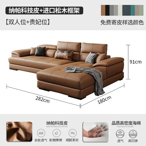 Europäisches Wohnzimmer-Sofa Echtleder-Ecksofa Modulares Luxus-Sofa Sala De Estar De Luxo Moderne Möbel