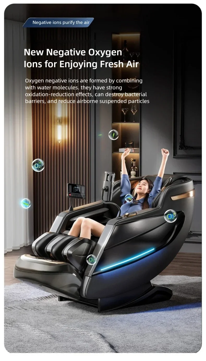 4D Mechanismus Massagesessel Tiefe Thai-Dehnung LCD Touchscreen Wadenrolle Airbag Kompression Kneten Schwerelosigkeit Entspannung