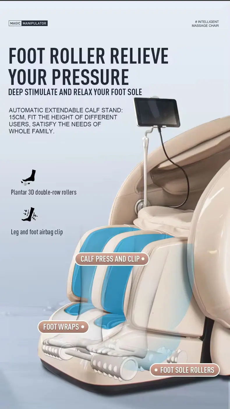 8D Full Body Luxury Shiatsu Massage Chair Smart Relax Heated Zero Gravity with Whole Body Sl Track Rocking Chair