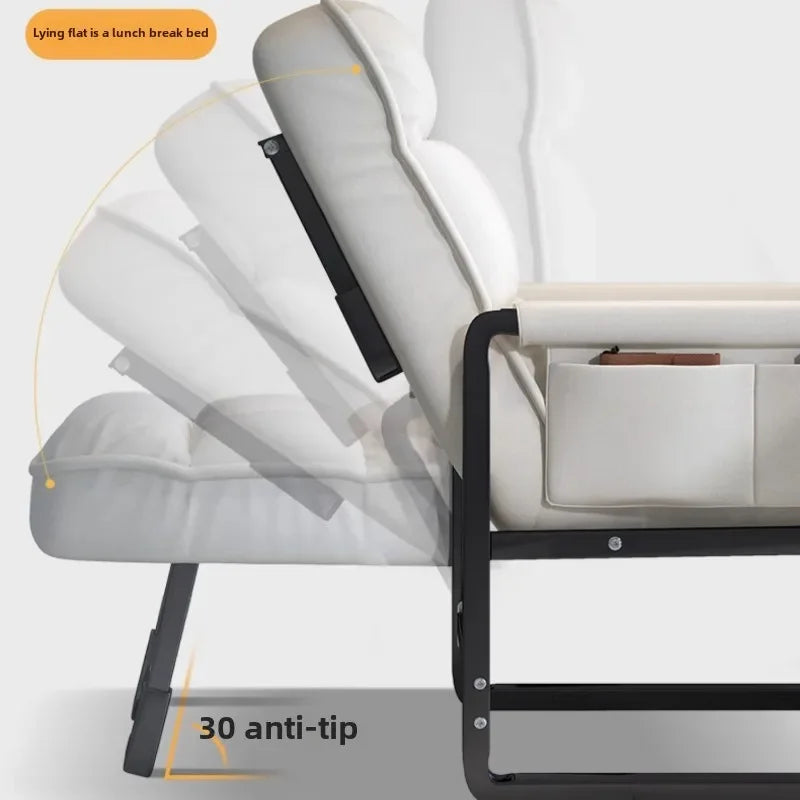 Liegestuhl Bürostuhl Mittagspause Klappstuhl Computerstuhl, kann sitzen und liegen, Zwei-Zweck-Faulenzer-Sofa-Stuhl mit Rückenlehne
