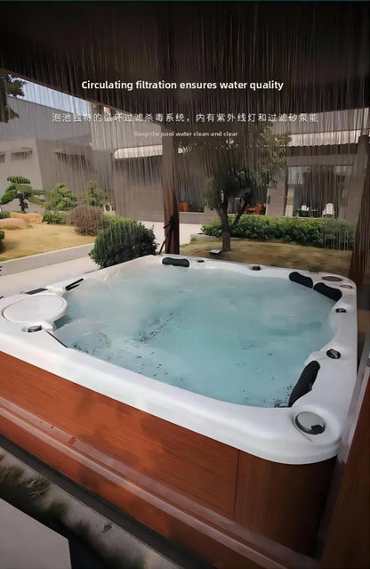 Smart Whirlpool Jacuzzi Spa-Wanne Tragbare Innen- und Außen-Badewanne mit Surfmassage Außen-Massagebadewanne Luft-Wasserdüse Möbel