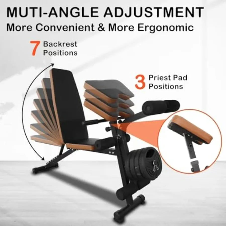 Verstellbare Hantelbank, klappbar, für Home-Gym-Training, flach, schräg, negativ, Bauchmuskeln, für Ganzkörpertraining