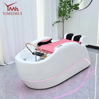 Friseursalon-Möbel Kopfhaut-Spa-Bett Elektrisches intelligentes 4D-Massage-Haarwasch-Wasserkreislauf-Shampoo-Stuhl mit Kopftherapie
