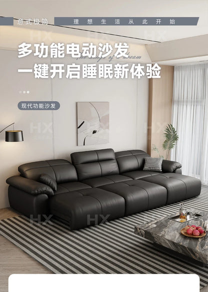 Genuine Leather Black Sofa Recliner Sectional Sleep Luxury Designer Sofa Daybed Modern Divano Soggiorno Couches Furniture