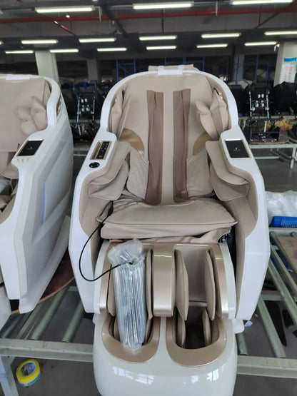 Luxuriöser elektrischer 4D-Massagesessel Zero Gravity SL-Track & Wärmetherapie Ganzkörper-Airbag Yoga Stretching Shiatsu-Liegesessel Massage
