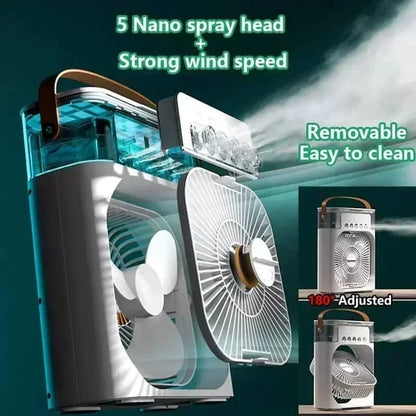 3-in-1 Portable Air Conditioner Fan with LED Night Light – Mini Air Cooler & Humidifier for Home/Office