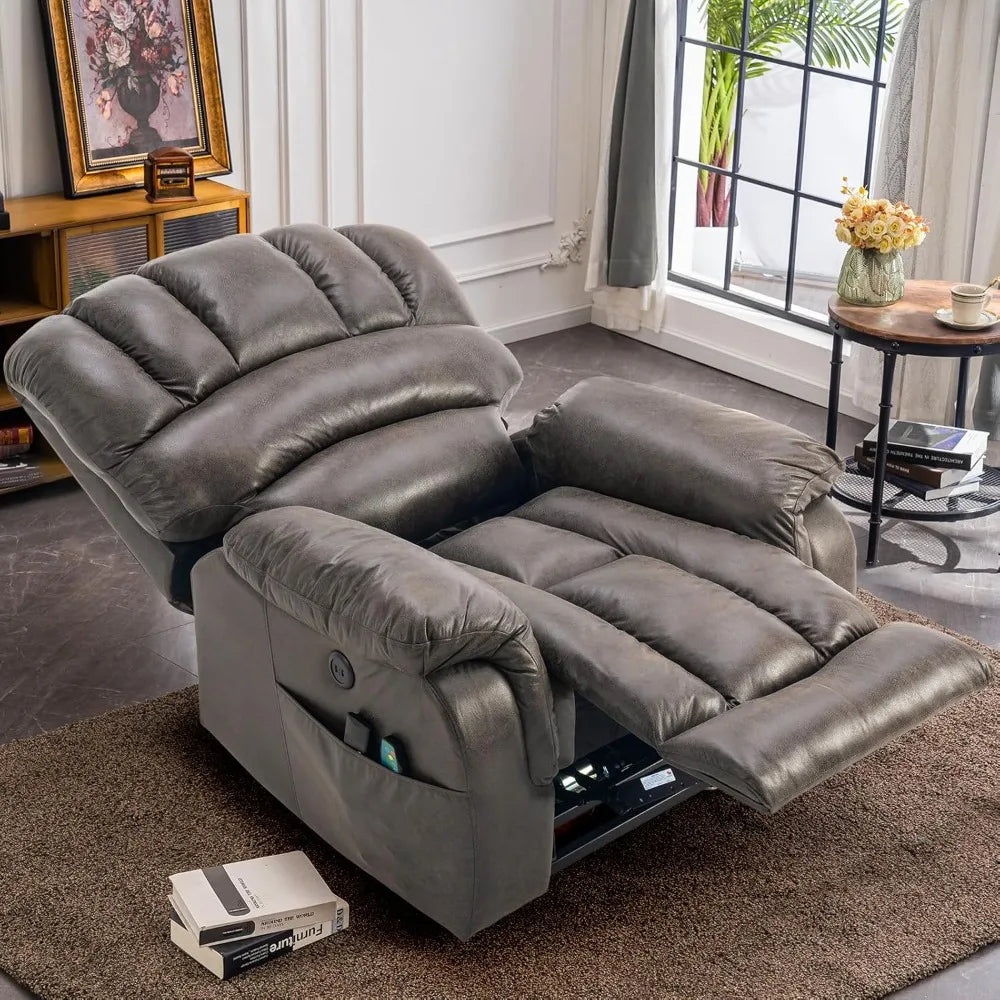 Großer Dual-OKIN-Motor Lay-Flat-Schlaf-Sessel mit Heizung und Massage für Senioren, elektrische Verstellung in unendlichen Positionen