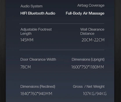 4D+3D-Massagesessel Ganzkörper-Massagesessel mit Schwerelosigkeitsfunktion, SL-Track, Shiatsu-Massage, Bodyscan, Fußrollen, Dehnfunktion, Heizfunktion