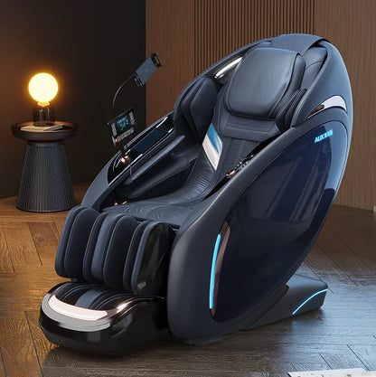 Fauteuil de massage intelligent 4D+4D, massage complet du corps, zéro gravité, fauteuil inclinable électrique Shiatsu avec rouleaux pour les pieds, scan corporel, chauffage