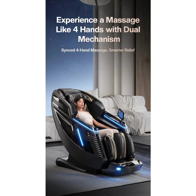 2026 Deluxe Dual Core 4D SL Track Massagesessel mit Zero-Gravity-Körperscan Bester 3D-Luxus-Massagesessel