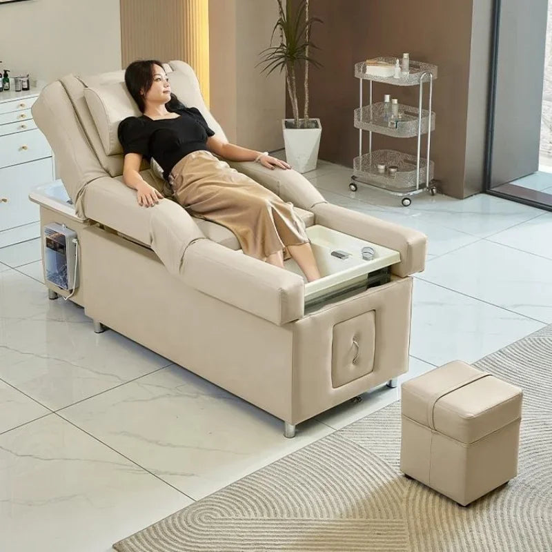 2026 Multifunctional Salon Back Lifting Foot Massage Bed Shampoo Chair Pedicure Head Spa Bed Shampoo Bed