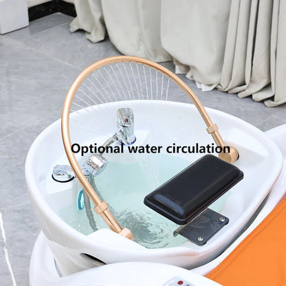 Hersteller liefert Head Spa Bett Haar-Shampoo-Stuhl LED-Licht elektrische Massage Shampoo-Stuhl mit Kopf-Physiotherapie-Shampoo