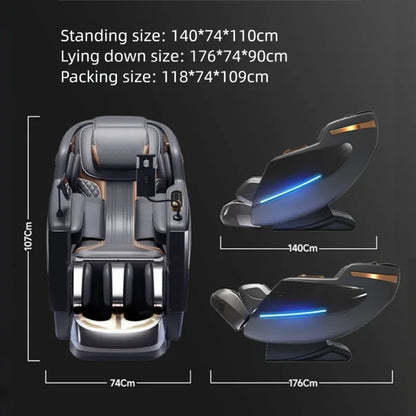 4D Mechanismus Massagesessel Tiefe Thai-Dehnung LCD Touchscreen Wadenrolle Airbag Kompression Kneten Schwerelosigkeit Entspannung
