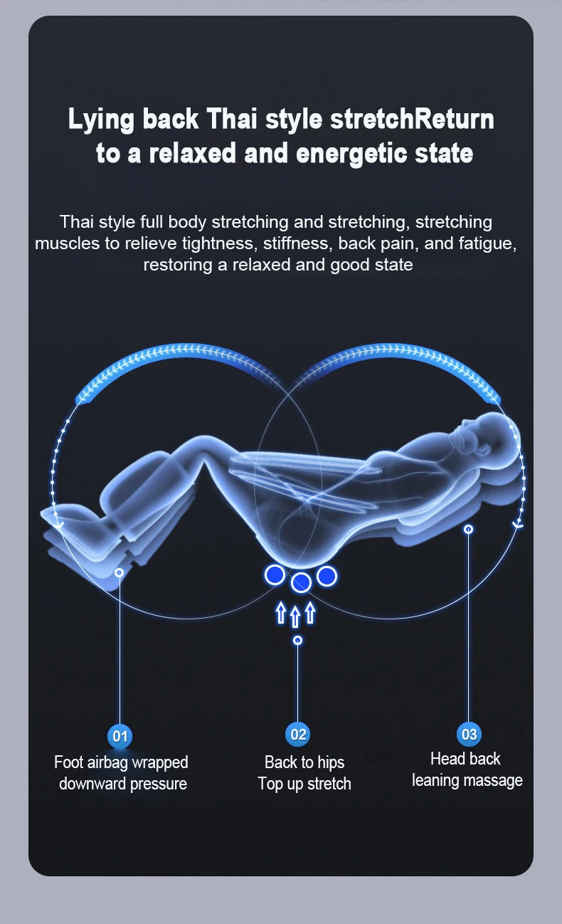 Ergonomischer Zero-Gravity-Massagesessel, Shiatsu-Technologie, Ganzkörper-Airbags, Fußrollen, Wadenkneten, Bluetooth, Wohnkomfort