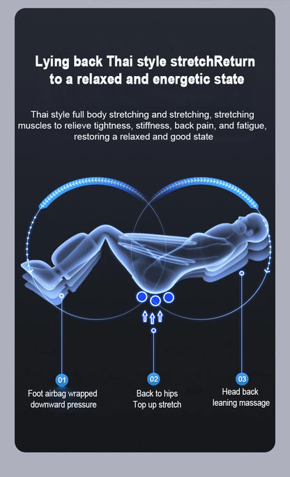 Ergonomischer Zero-Gravity-Massagesessel, Shiatsu-Technologie, Ganzkörper-Airbags, Fußrollen, Wadenkneten, Bluetooth, Wohnkomfort